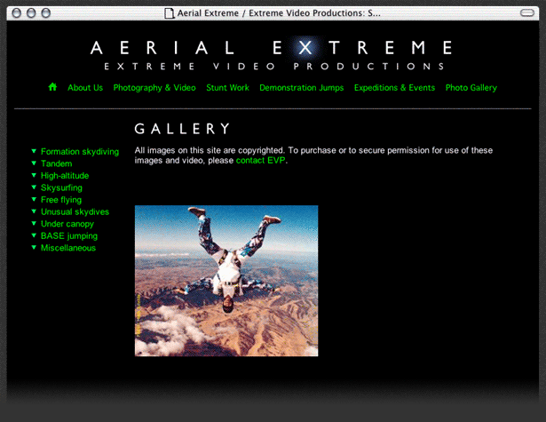 Aerial Extreme web site